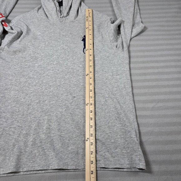 Polo Ralph Lauren Quarter Zip Hoodie Mens Medium Gray Big Pony Logo Spell Out - Picture 7 of 11